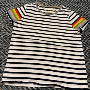 Mini Boden Black and White Striped Short Sleeve Tee